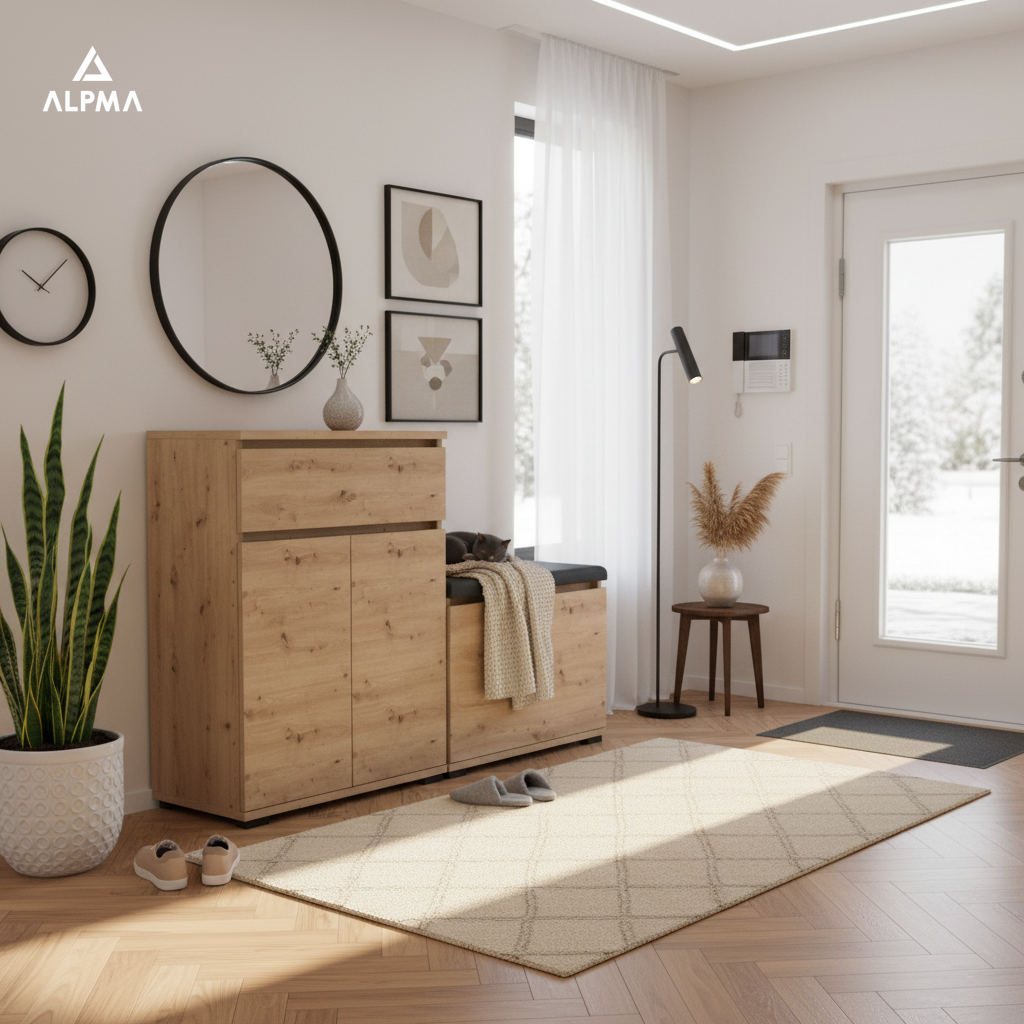Zestaw szafka na buty I5 100x30cm VB50 TRES50 D1 N1 ARTISAN siedzisko, schowek, komoda