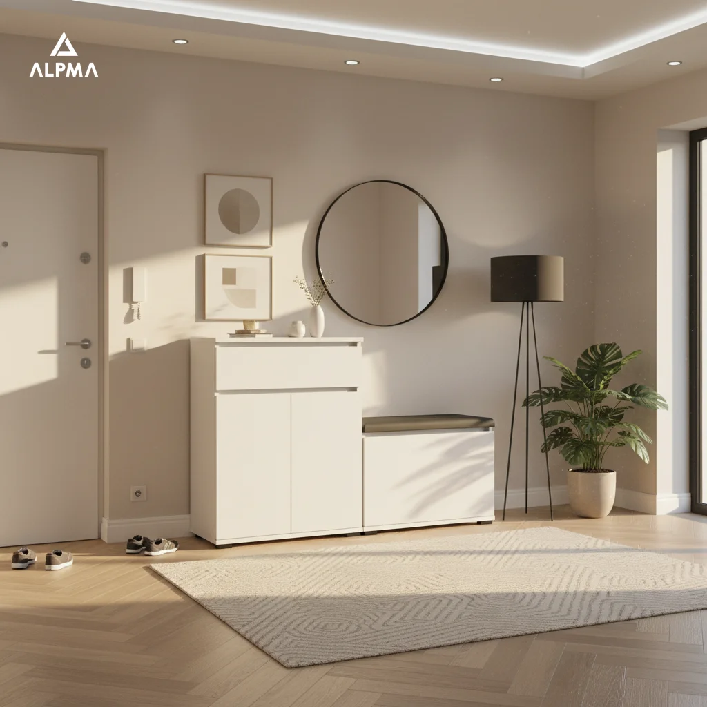 Zestaw szafka na buty I5 120x36cm VB60 TRES60 D1 N1 BIALY siedzisko, schowek, komoda