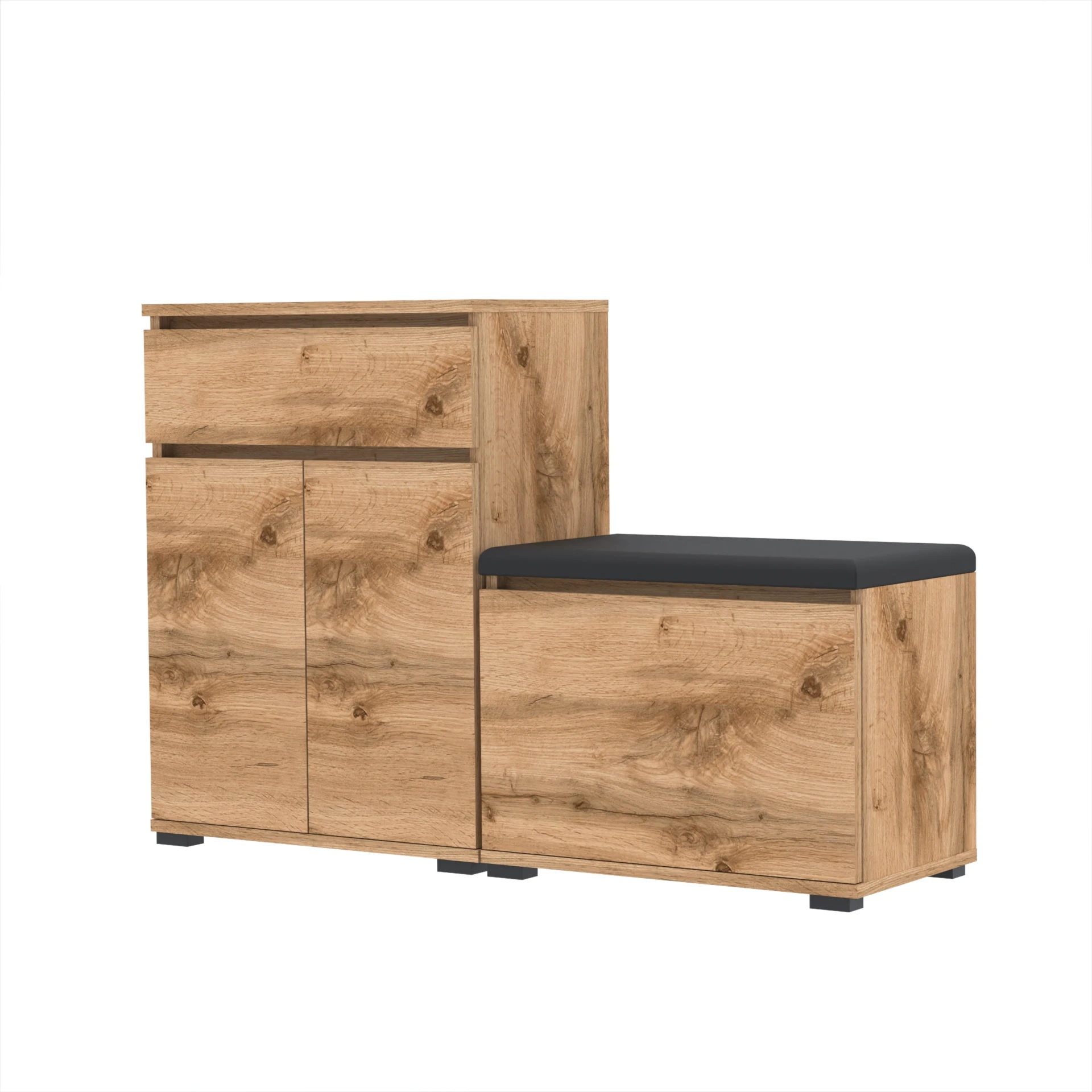 Zestaw szafka na buty I5 120x36cm VB60 TRES60 D1 N1 WOTAN siedzisko, schowek, komoda