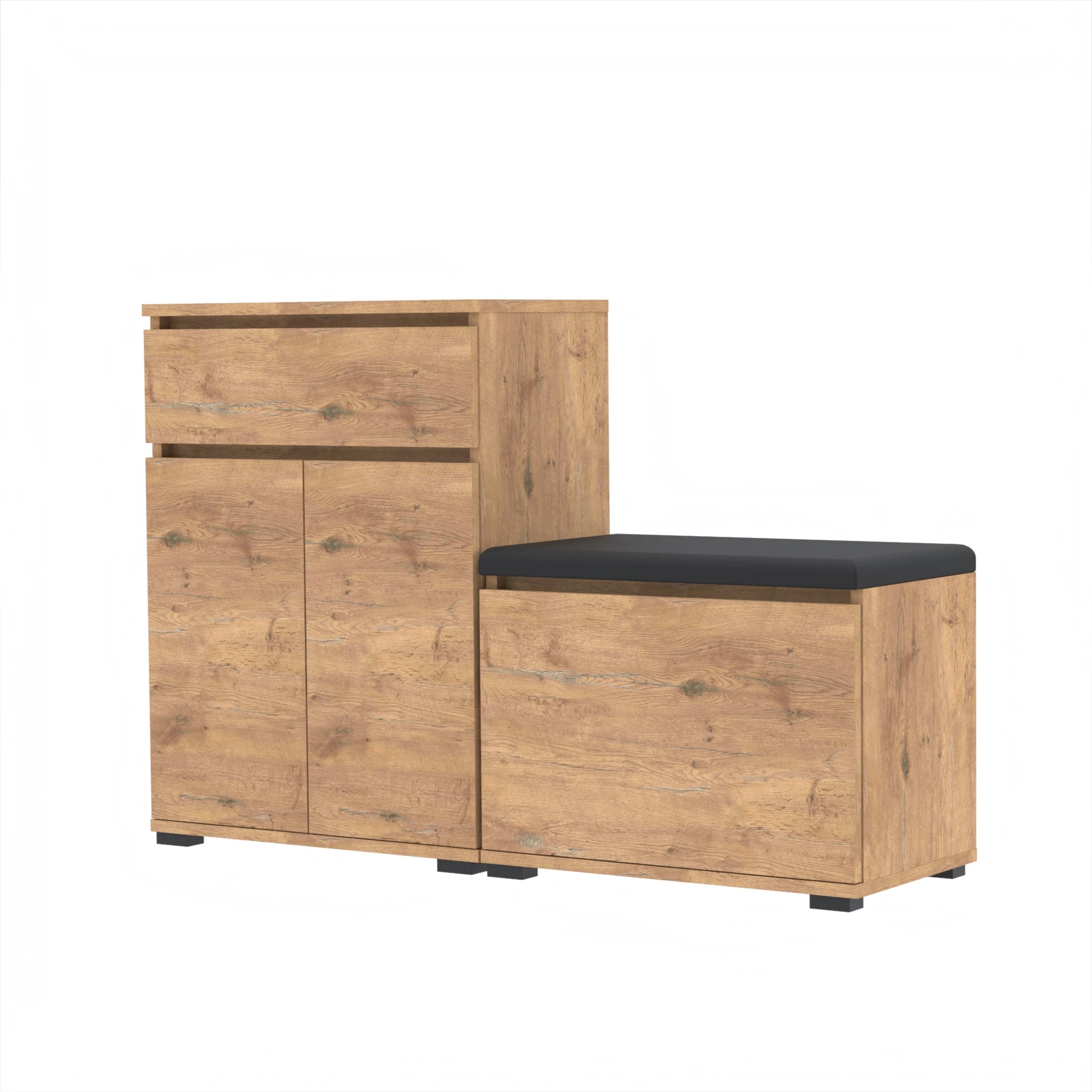 Zestaw szafka na buty I5 120x36cm VB60 TRES60 D1 N1 LANCELOT siedzisko, schowek, komoda