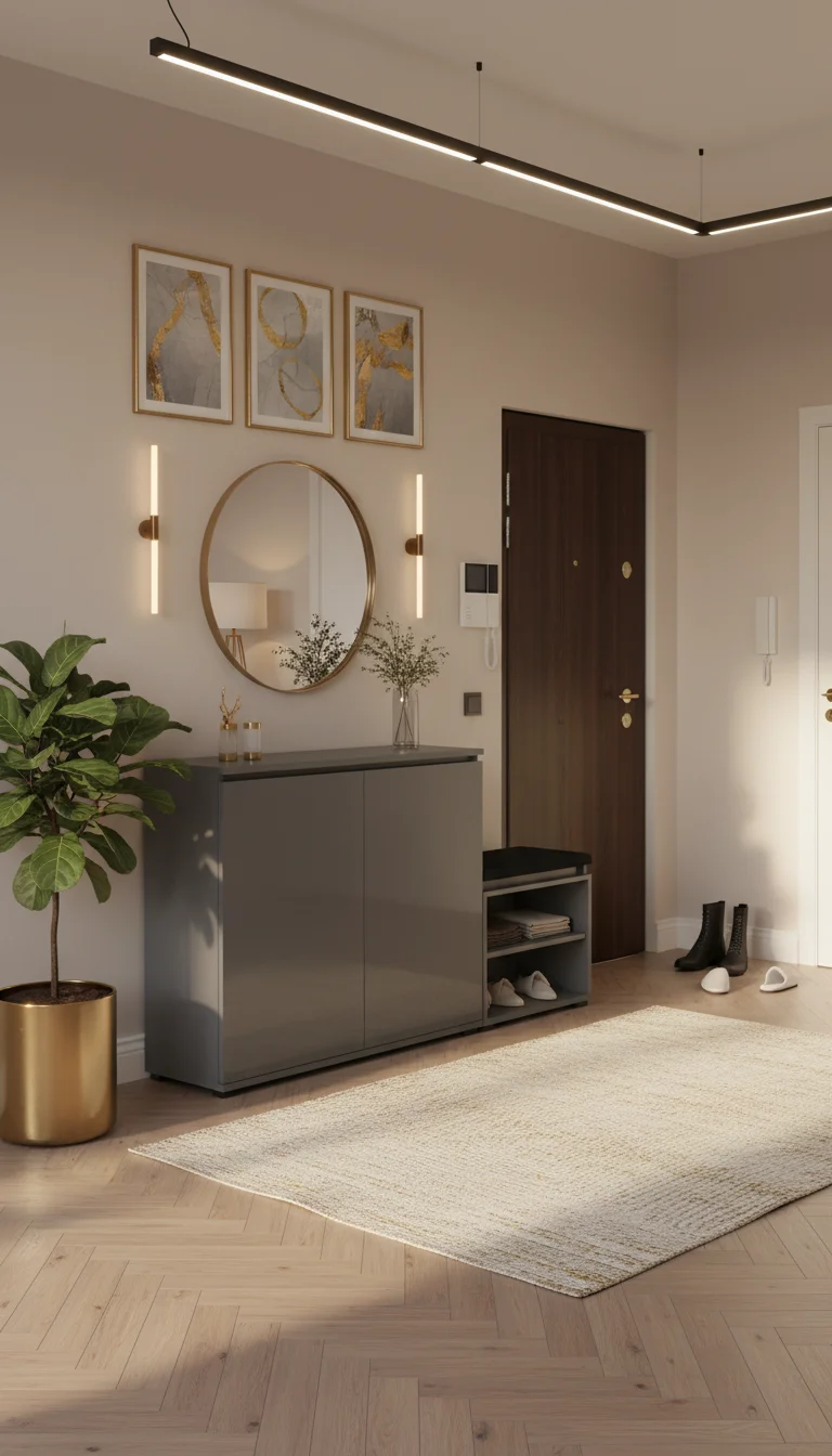 Zestaw Komoda Bini100 i szafka na buty VB50 T5A 150x36cm BINI100 VB50 D1 N1 ANTRACYT