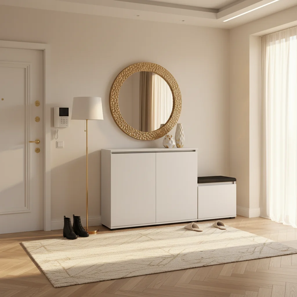 Zestaw Komoda Bini100 i szafka na buty VB50 T5A 150x36cm BINI100 VB50 D1 N1 BIALY