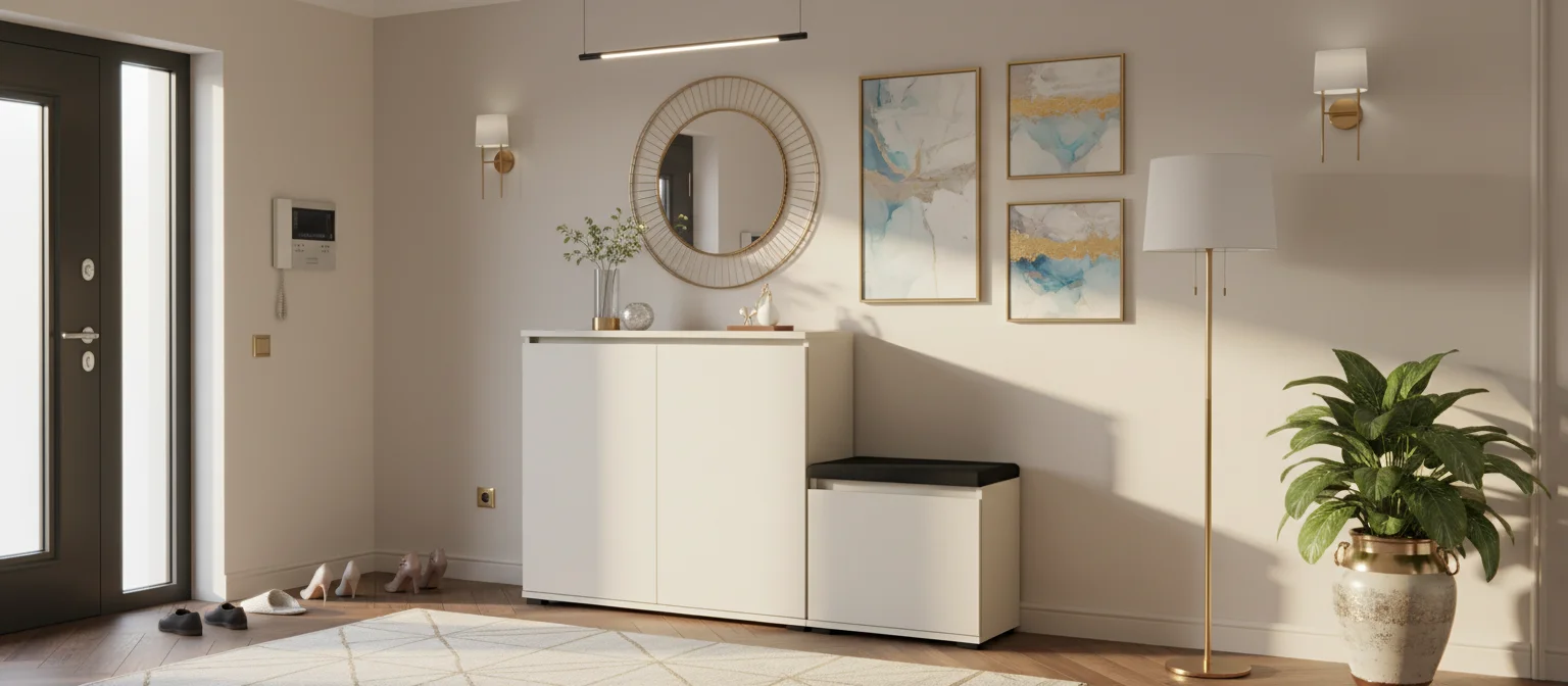 Zestaw Komoda Bini100 i szafka na buty VB50 T5A 150x36cm BINI100 VB50 D1 N1 KASZMIR