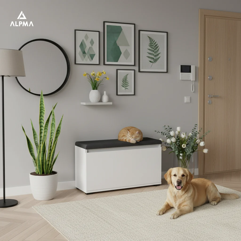 Szafka na buty VB 100×30×45 cm z siedziskiem i schowkiem D1N1 BIALY