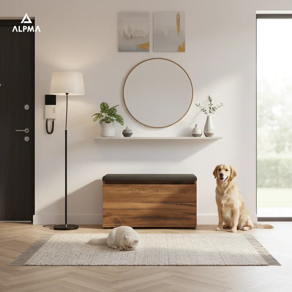 Szafka na buty VB 100×30×45 cm z siedziskiem i schowkiem D1N1 ESTANA