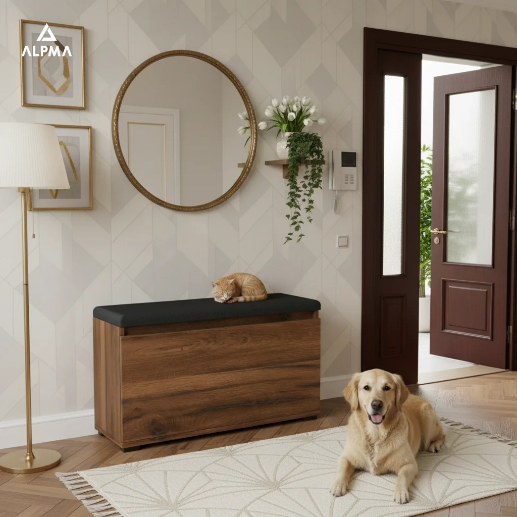 Szafka na buty VB 100×30×45 cm z siedziskiem i schowkiem D1N1 ESTANA