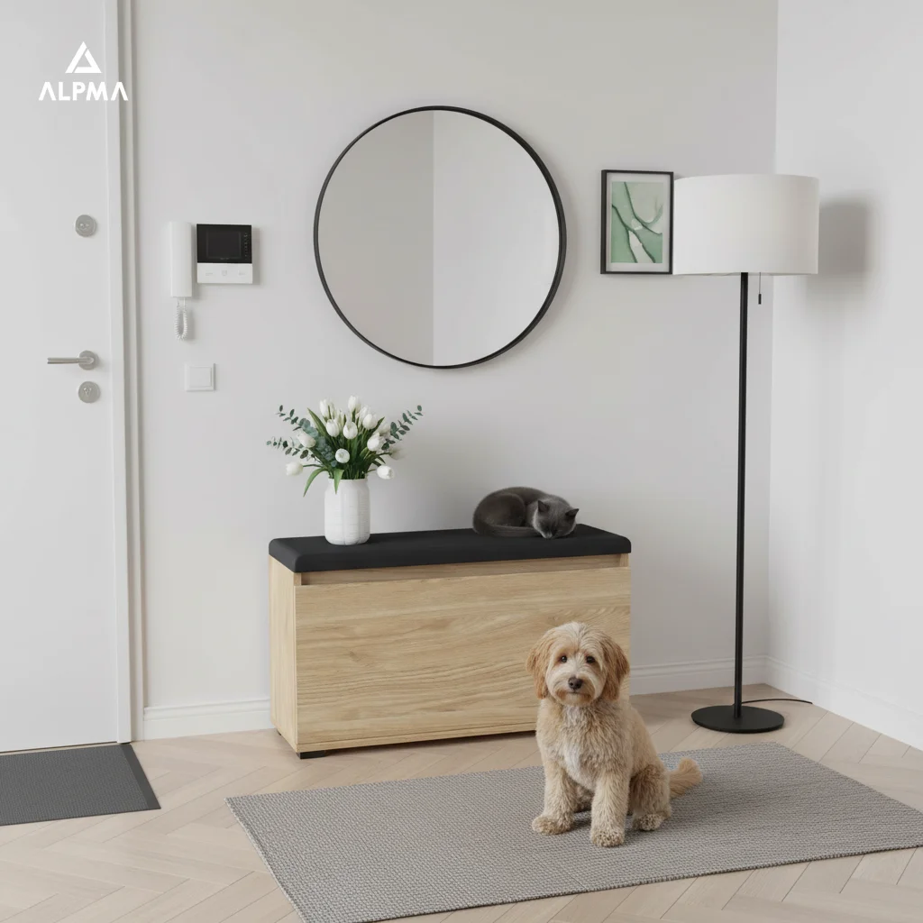 Szafka na buty VB 100×36×45 cm z siedziskiem i schowkiem D1N1 OLEJOWANY