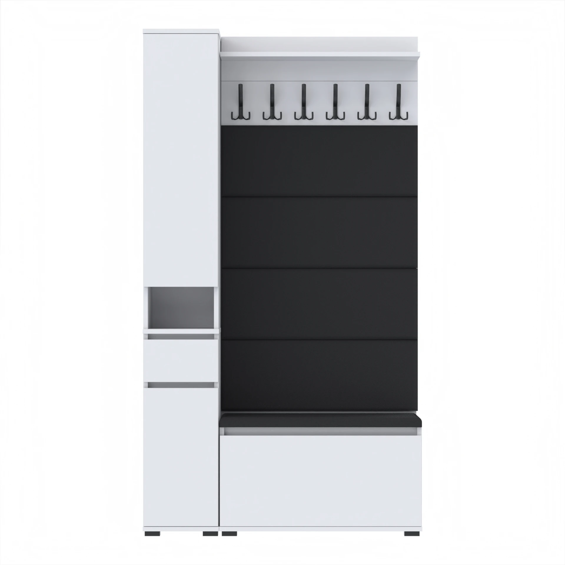 Garderoba C6 110x36cm VB80 SUPRA30 WP80 4 Panele D1 N1 BIALY szafa siedzisko panele wieszak
