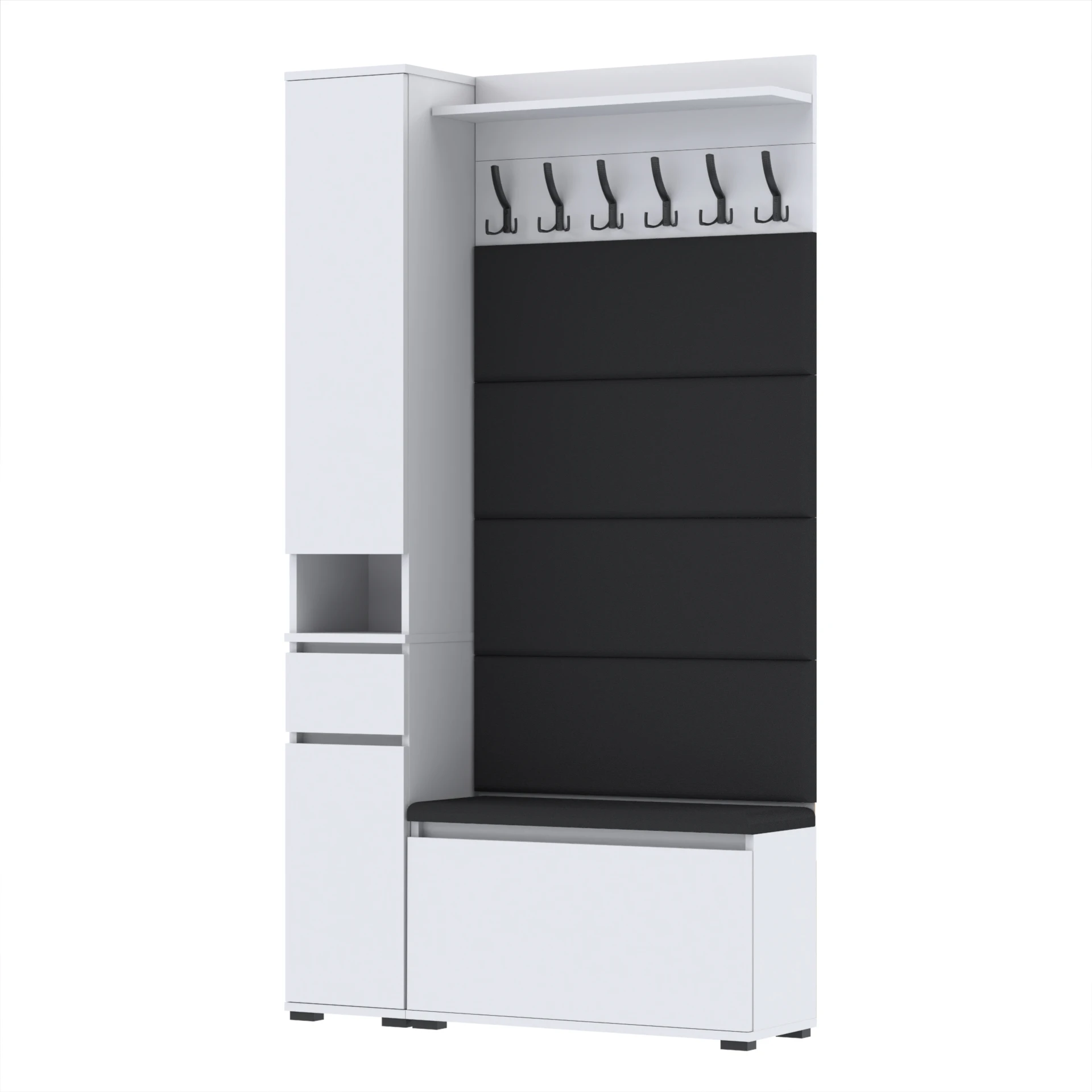 Garderoba C6 110x36cm VB80 SUPRA30 WP80 4 Panele D1 N1 BIALY szafa siedzisko panele wieszak
