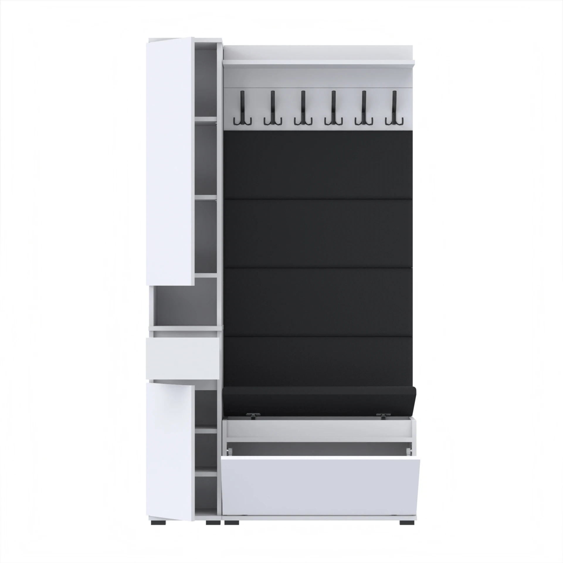 Garderoba C6 110x36cm VB80 SUPRA30 WP80 4 Panele D1 N1 BIALY szafa siedzisko panele wieszak