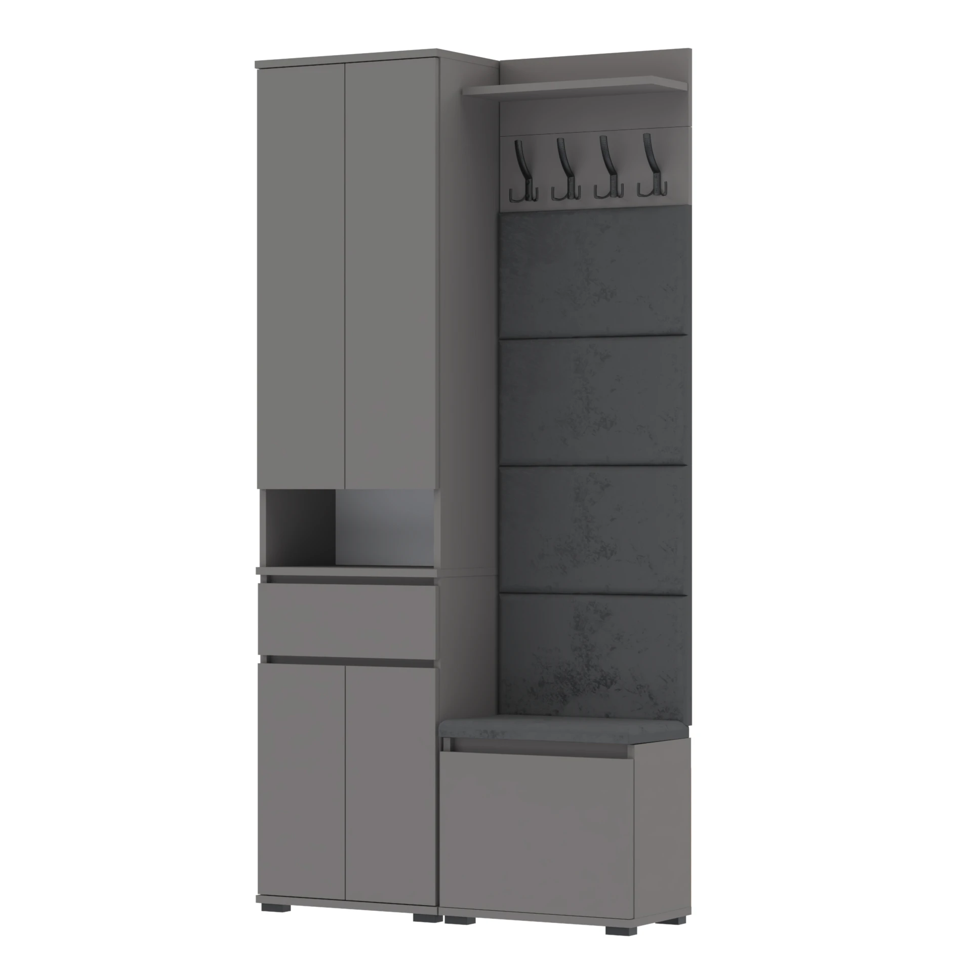 Garderoba B9 B9 100x30cm SUPRA50 VB50 WP50 4 Panele D1 N1 ANTRACYT Supra 50 VB50 4PanWP50
