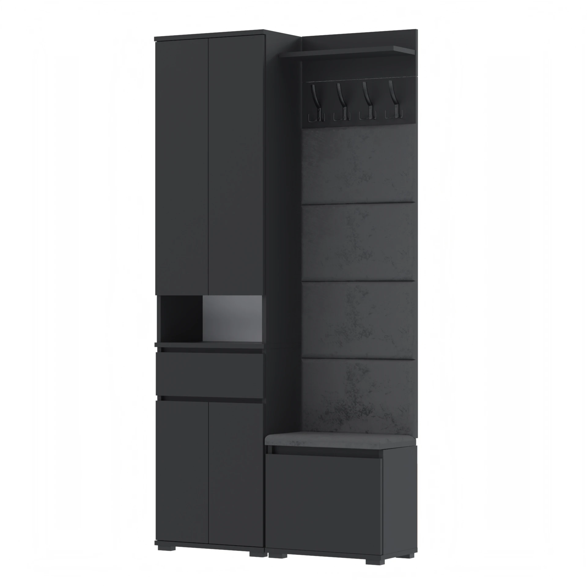 Garderoba B9 B9 100x30cm SUPRA50 VB50 WP50 4 Panele D1 N1 CZARNY Supra 50 VB50 4PanWP50