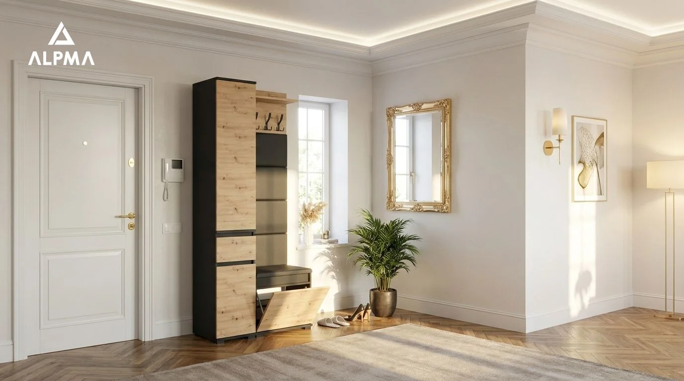 Garderoba B2 80x36cm SUPRA30 VB50 WP50 4 Panele D1 N1 CZARNY DRZWI-ARTISAN