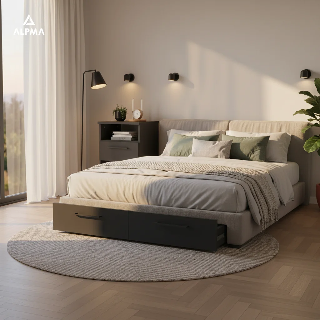 Szafka nocna NOX-D2 40×36×54 cm ze schowkiem i szufladami D2N1 CZARNY