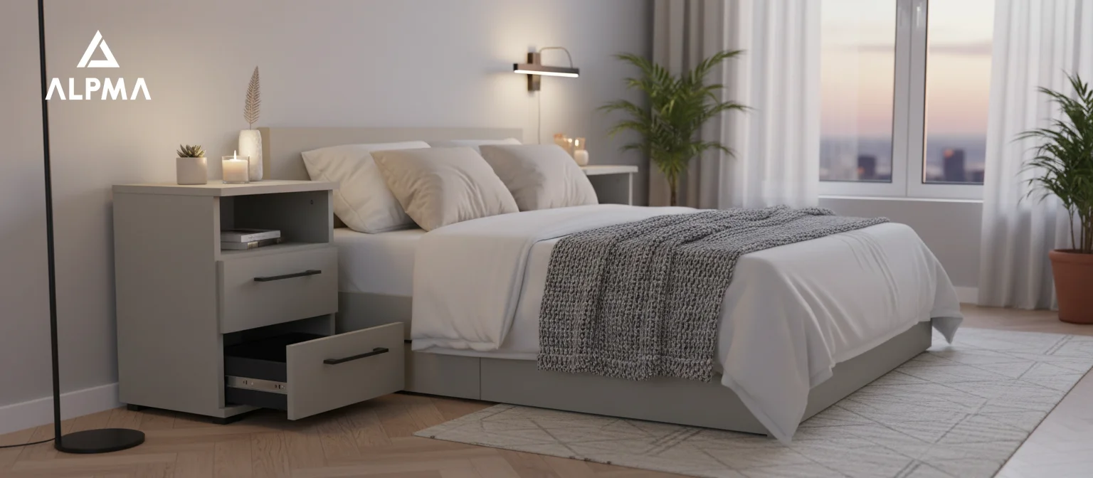 Szafka nocna NOX-D2 40×36×54 cm ze schowkiem i szufladami D2N1 KASZMIR