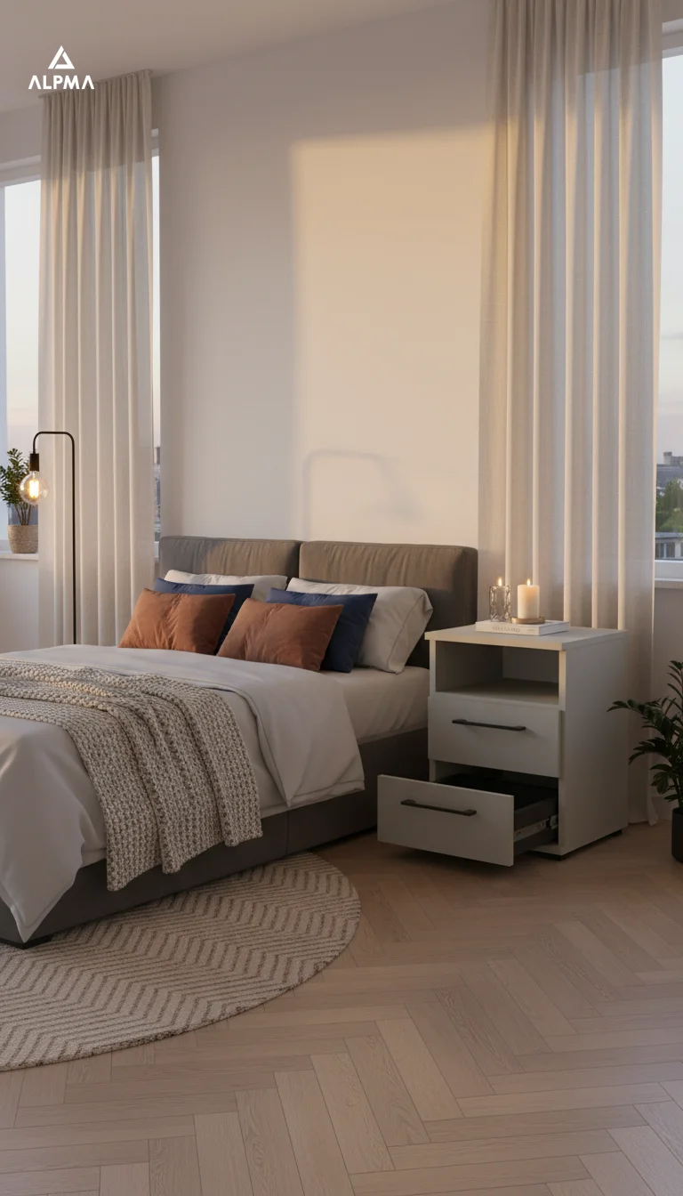Szafka nocna NOX-D2 40×36×54 cm ze schowkiem i szufladami D2N1 KASZMIR