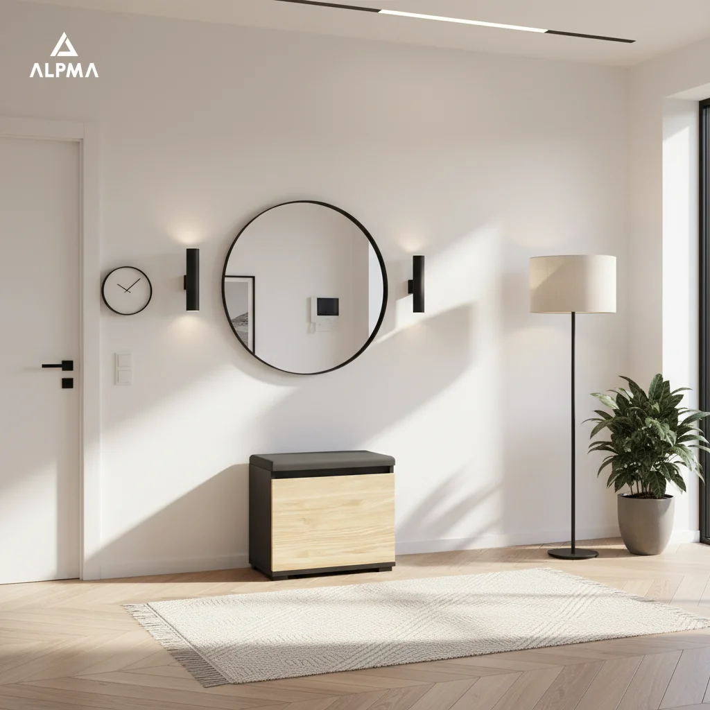 Szafka na buty VB 50×30×45 cm z siedziskiem i schowkiem D1N1 CZARNY DRZWI-OLEJOWANY