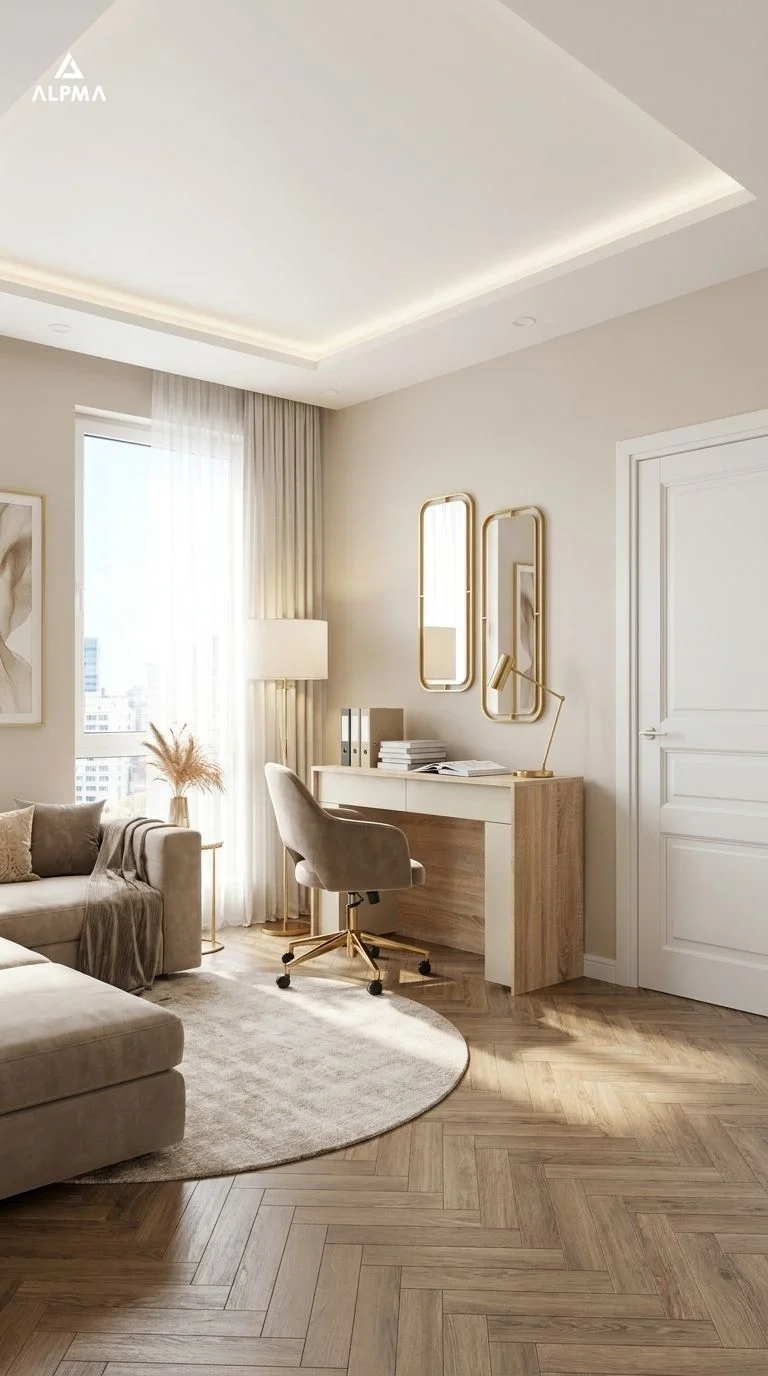 Biurko MX-BIURKO1 150×40×80 cm D1n0 SONOMA DRZWI-1-KASZMIR DRZWI-2-KASZMIR FRONT-KASZMIR