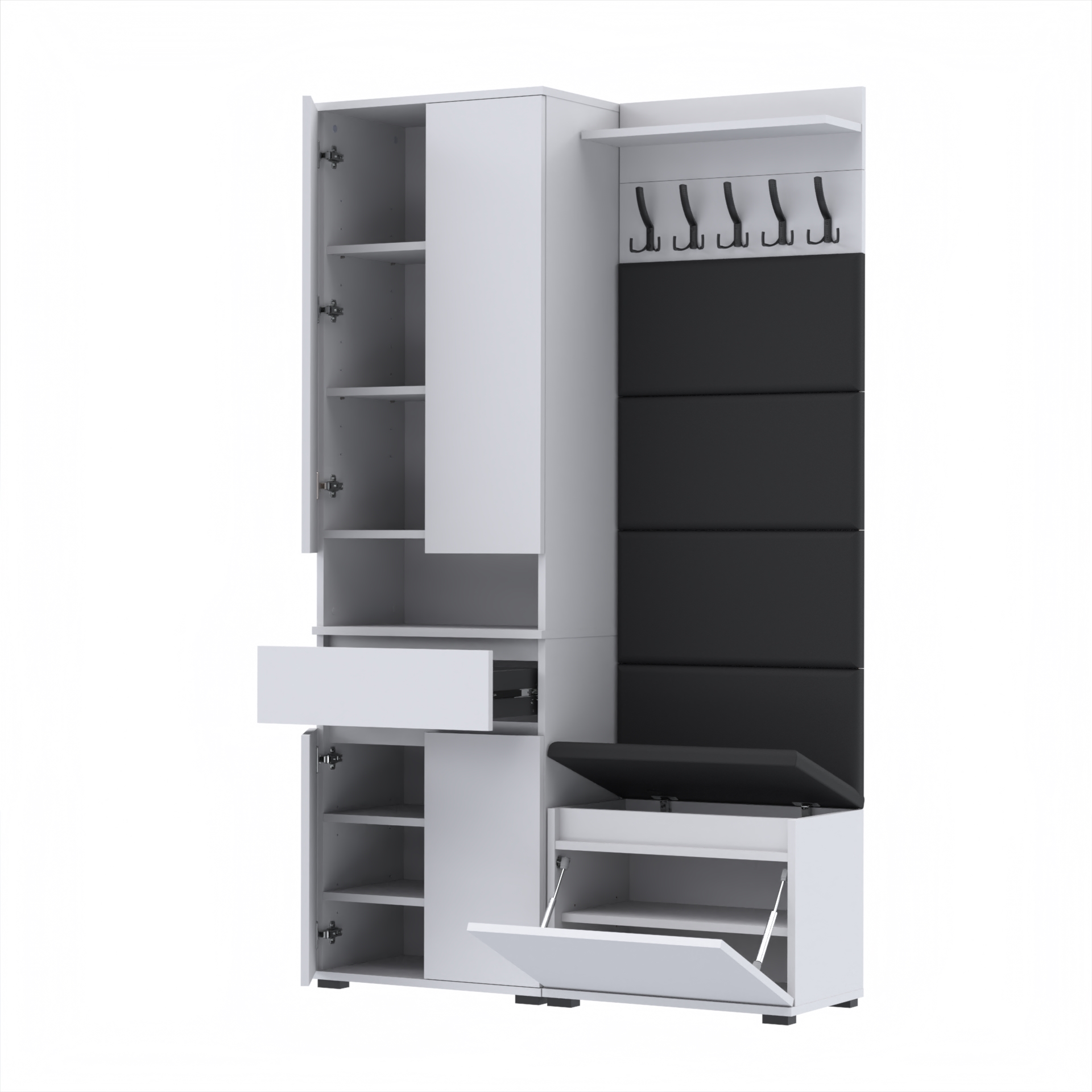 Garderoba G4 120x30cm SUPRA60 VB60 WP60 4 Panele D1 N1 BIALY szafa siedzisko panele wieszak