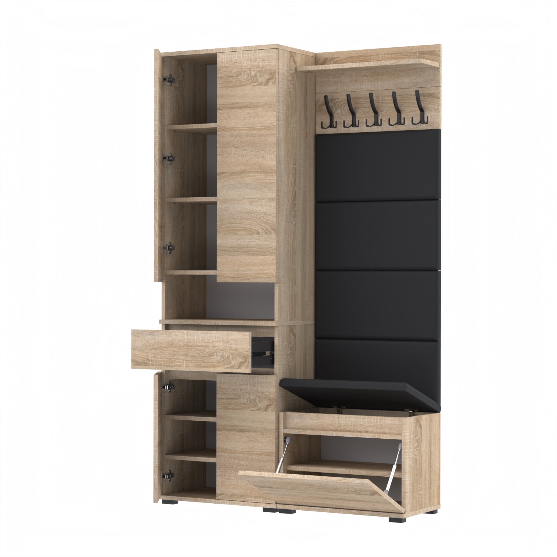 Garderoba G4 120x30cm SUPRA60 VB60 WP60 4 Panele D1 N1 SONOMA szafa siedzisko panele wieszak