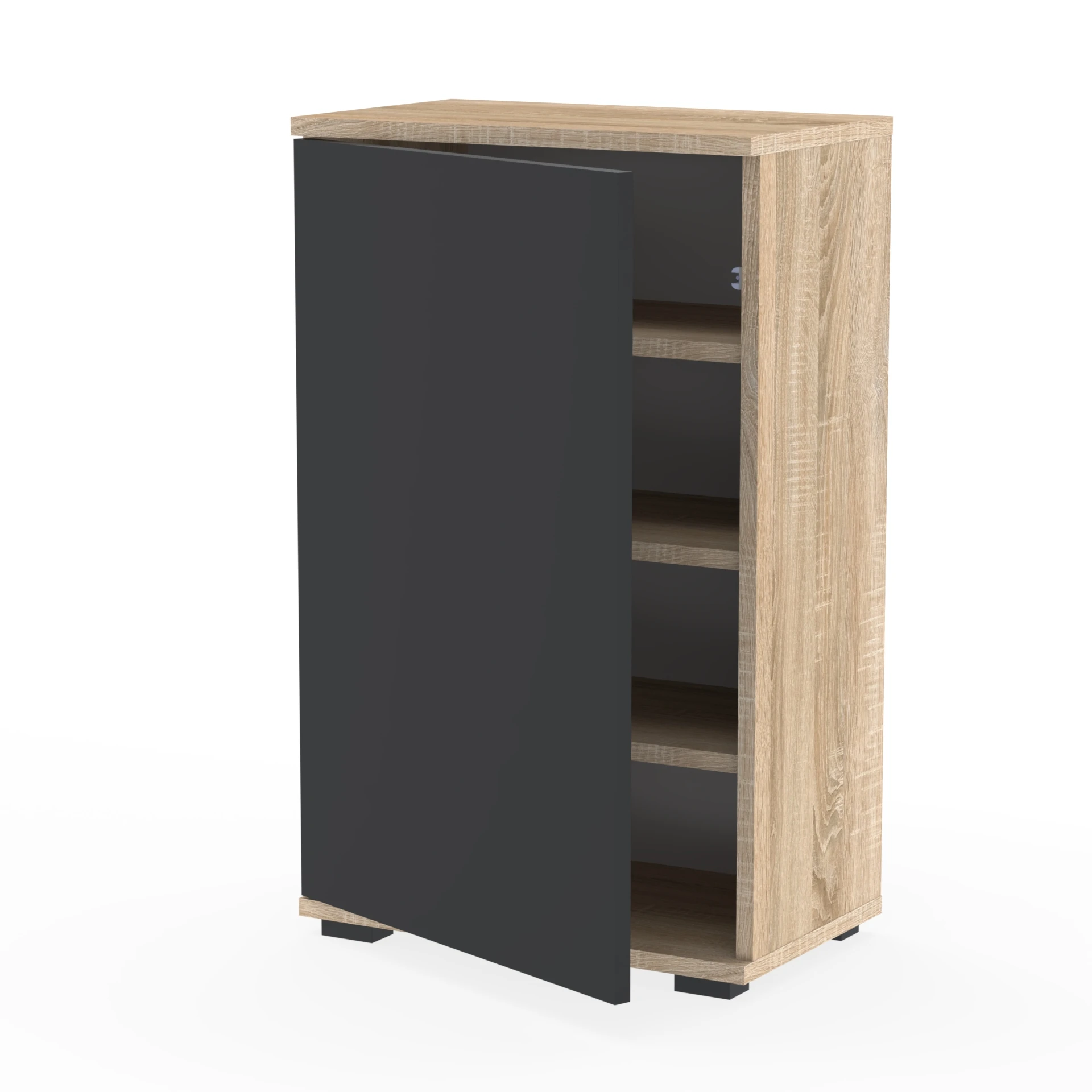 Komoda NEX-ONE 60×18×81.6 cm wysoka jakość D1N1 SONOMA DRZWI-CZARNY