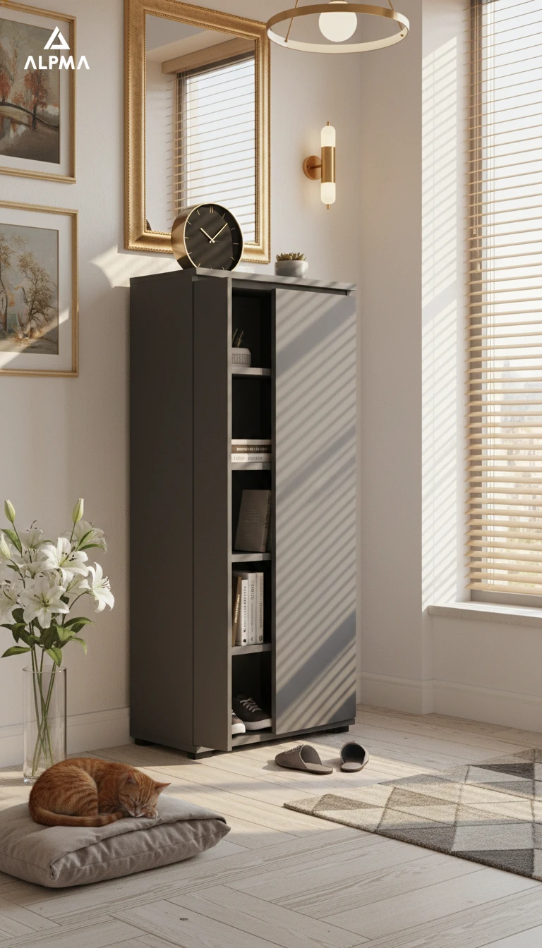 Komoda szafka BINI 70×18×175.6 cm sypialnia salon przedpokój D1N1 ANTRACYT