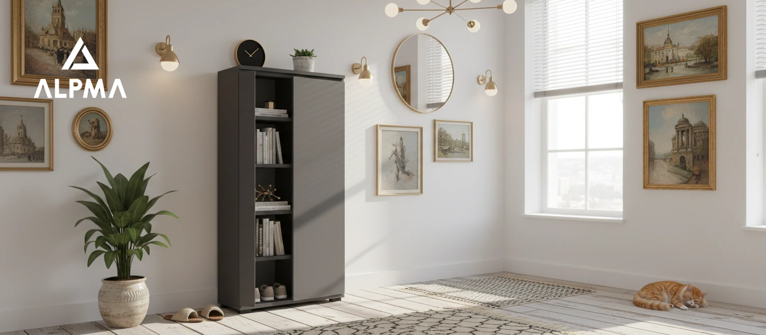 Komoda szafka BINI 60×36×175.6 cm sypialnia salon przedpokój D1N1 ANTRACYT