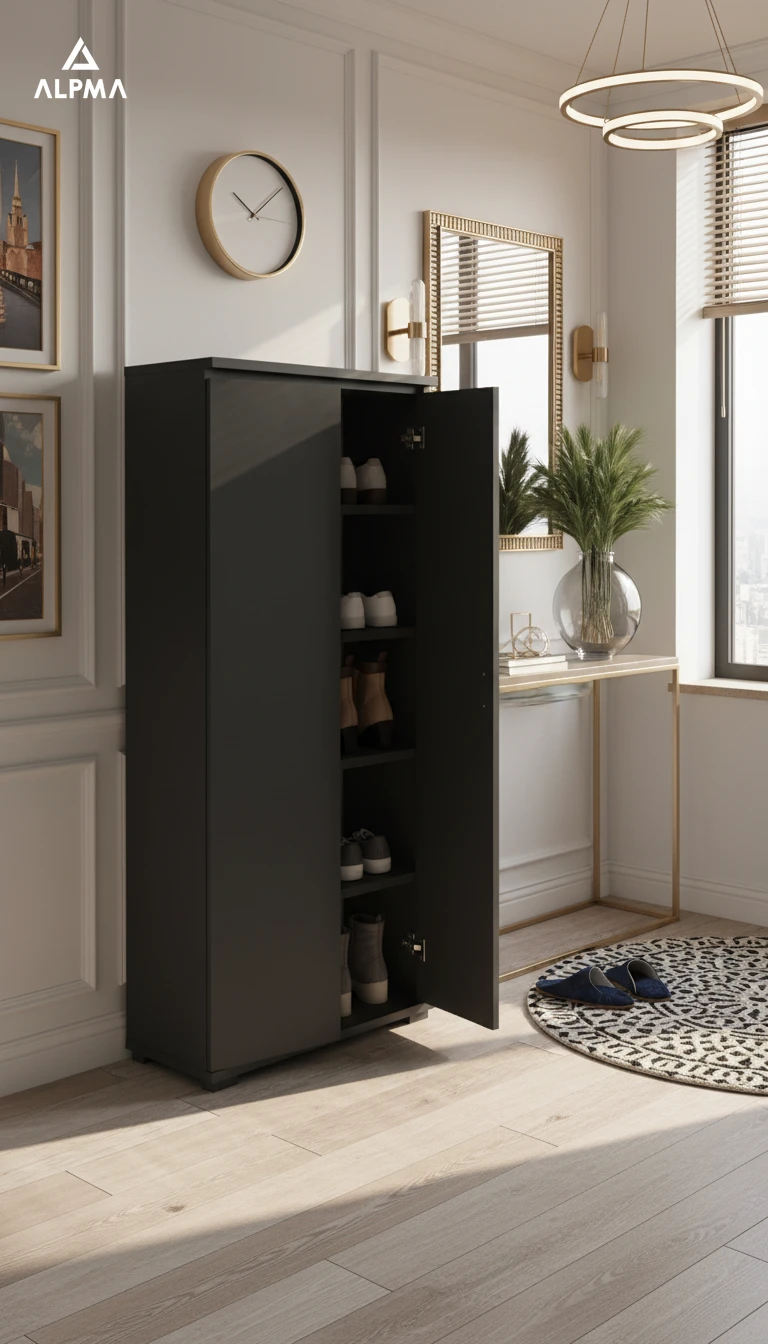 Komoda szafka BINI 60×18×175.6 cm sypialnia salon przedpokój D1N1 CZARNY