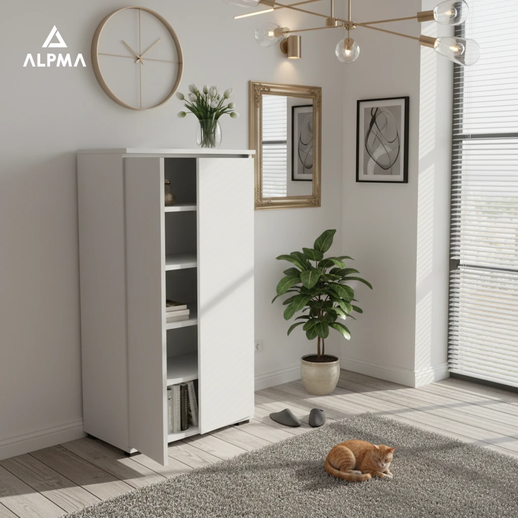 Komoda szafka BINI 70×18×175.6 cm sypialnia salon przedpokój D1N1 BIALY