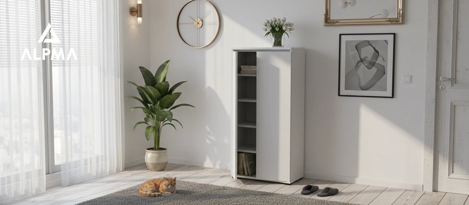 Komoda szafka BINI 70×18×175.6 cm sypialnia salon przedpokój D1N1 BIALY