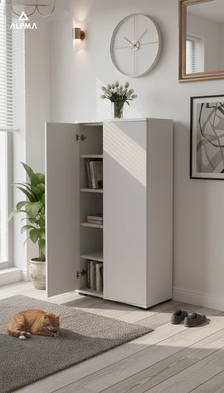 Komoda szafka BINI 60×36×175.6 cm sypialnia salon przedpokój D1N1 BIALY