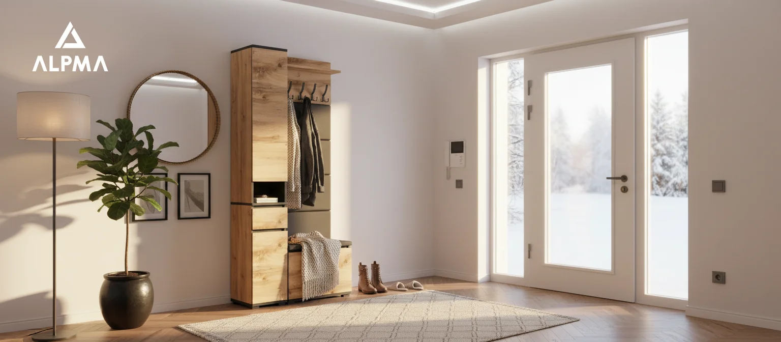 Garderoba F2 90x30cm WP60 SUPRA30 VB60 4 Panele D1 N1 CZARNY DRZWI-WOTAN