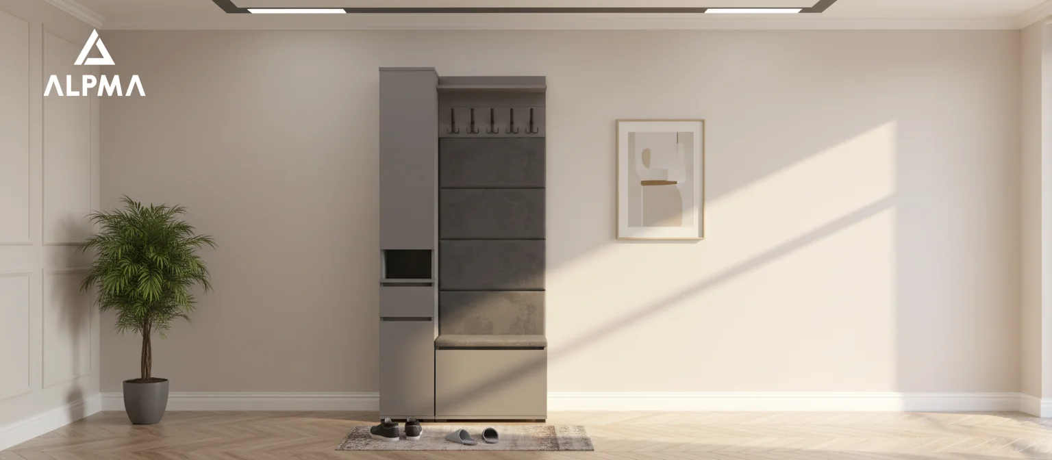Garderoba F2 90x36cm WP60 SUPRA30 VB60 4 Panele D1 N1 ANTRACYT