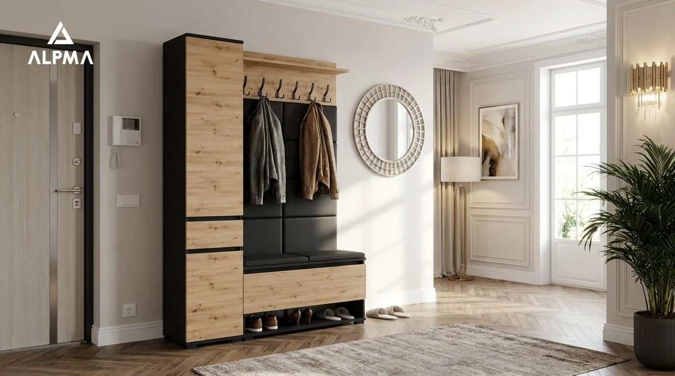Garderoba B2 80x30cm SUPRA-ONE30 VB50 WP50 4 Panele D1 N1 CZARNY DRZWI-ARTISAN FRONT-ARTISAN