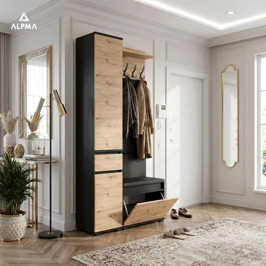 Garderoba B2 80x30cm SUPRA-ONE30 VB50 WP50 4 Panele D1 N1 CZARNY DRZWI-ARTISAN FRONT-ARTISAN