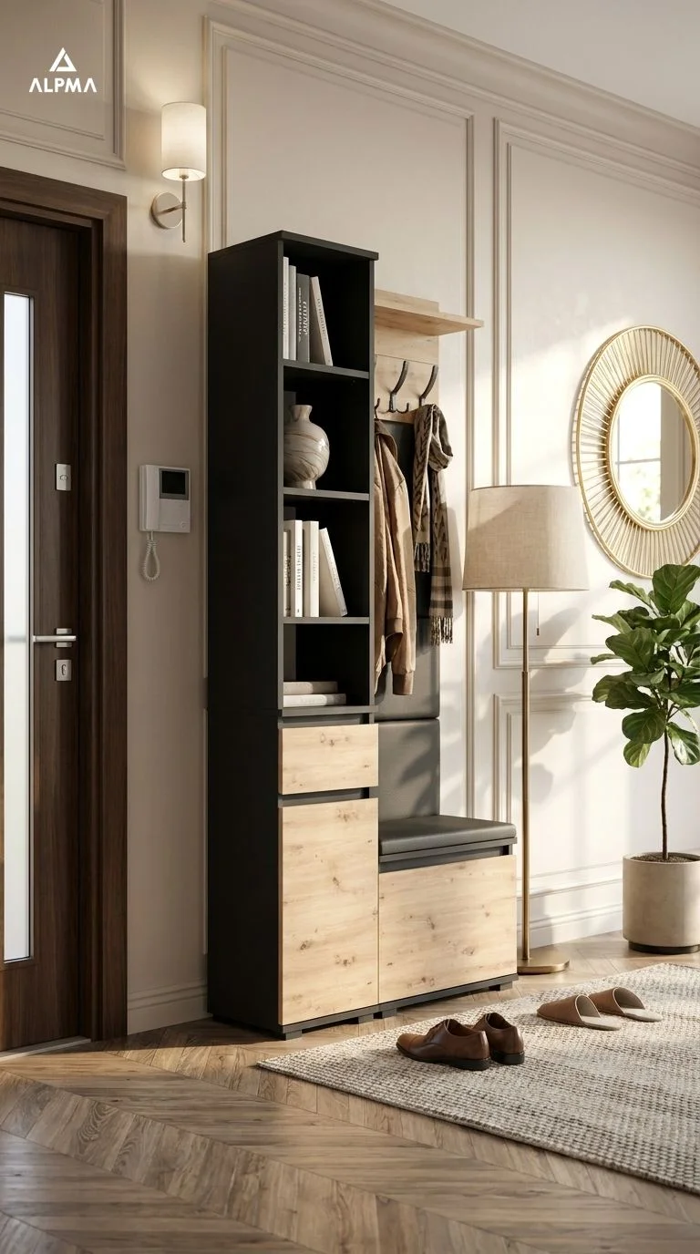 Garderoba B2 80x30cm SUPRA-ONE30 VB50 WP50 4 Panele D1 N1 CZARNY DRZWI-ARTISAN FRONT-ARTISAN
