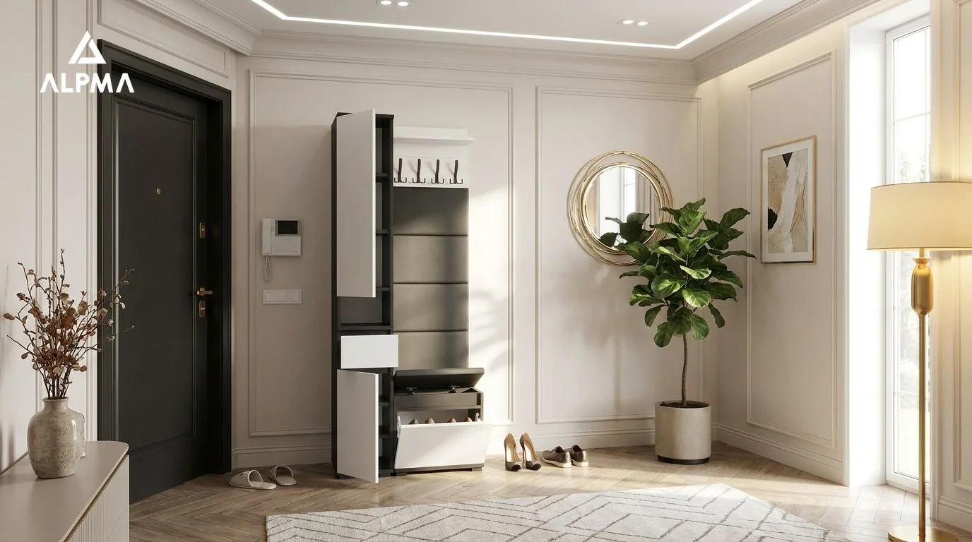 Garderoba B2 80x36cm SUPRA-ONE30 VB50 WP50 4 Panele D1 N1 CZARNY DRZWI-BIALY FRONT-BIALY