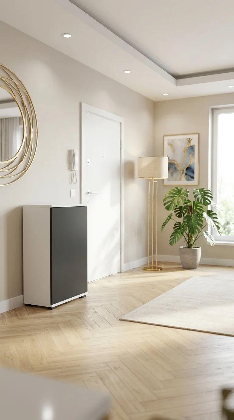 Komoda NEX-ONE 50×18×81.6 cm wysoka jakość D1N1 BIALY DRZWI-CZARNY