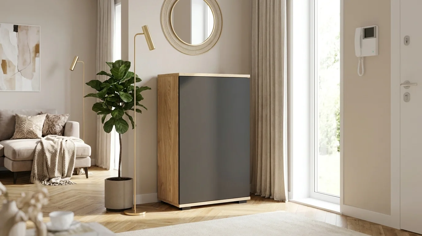Komoda NEX-ONE 60×18×81.6 cm wysoka jakość D1N1 OLEJOWANY DRZWI-CZARNY