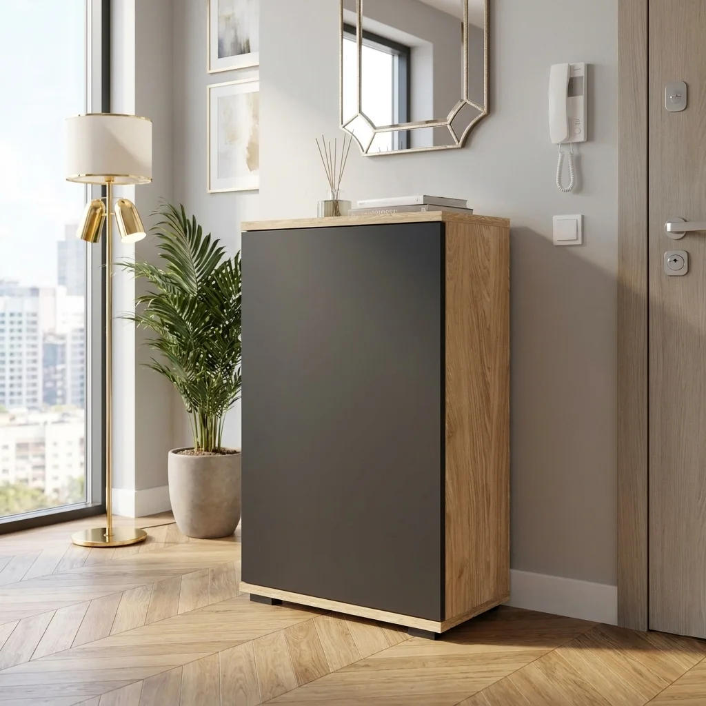 Komoda NEX-ONE 60×30×81.6 cm wysoka jakość D1N1 OLEJOWANY DRZWI-CZARNY