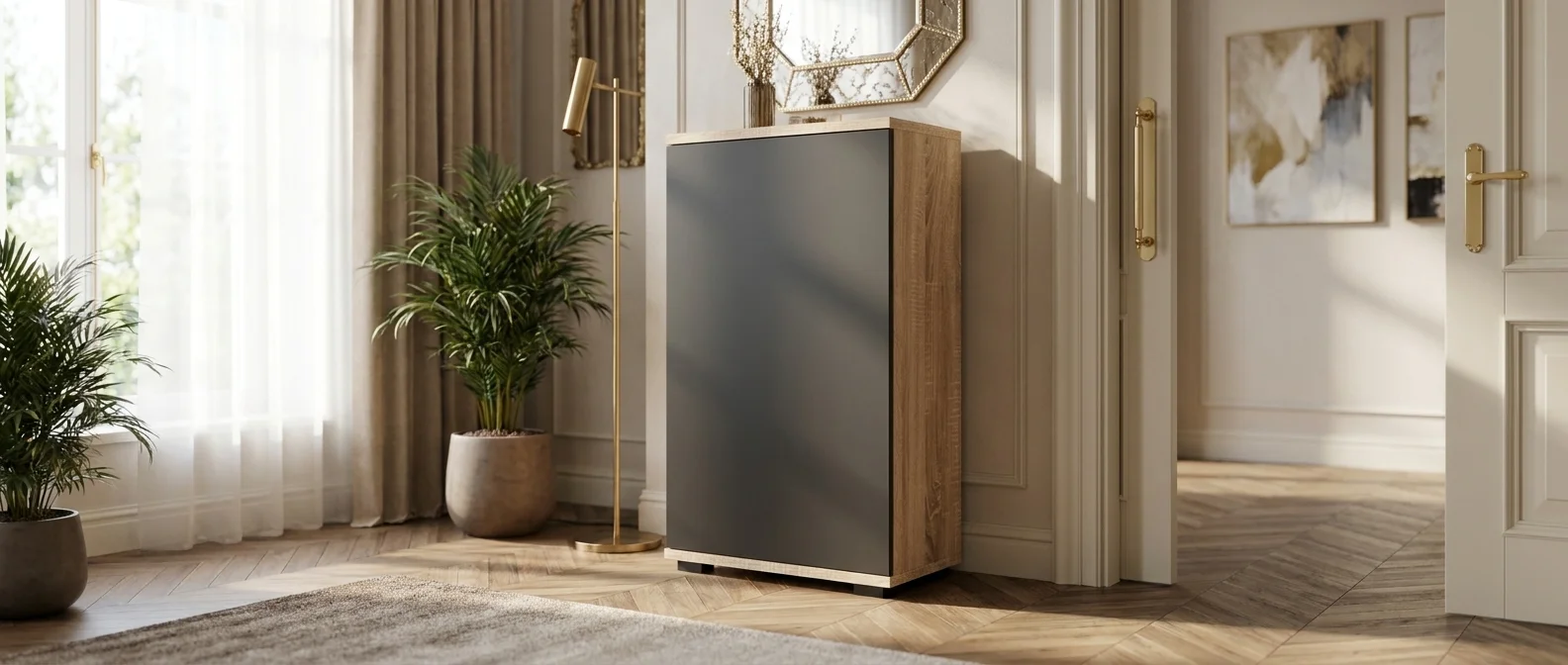 Komoda NEX-ONE 60×30×81.6 cm wysoka jakość D1N1 SONOMA DRZWI-CZARNY