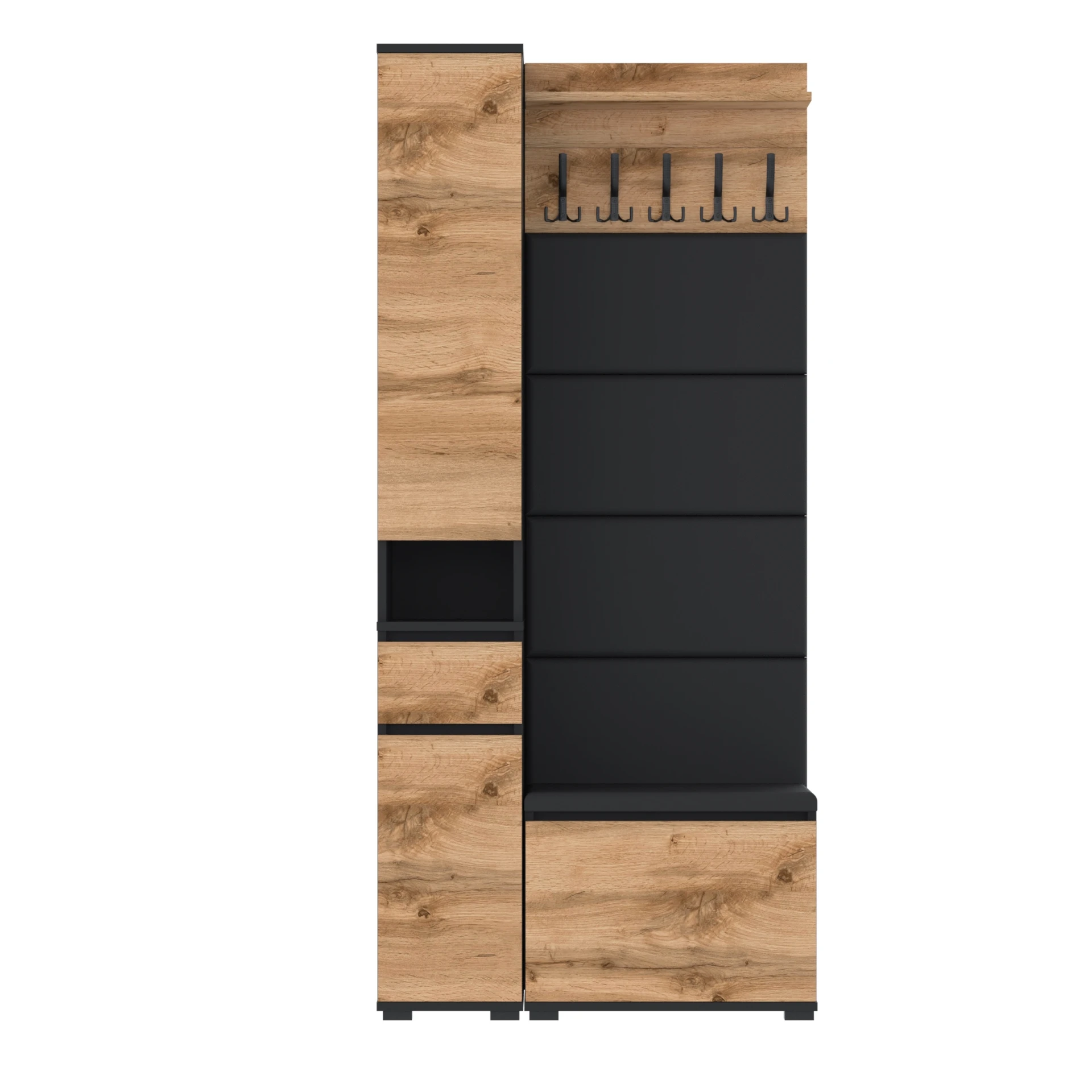 Garderoba F2 90x30cm WP60 SUPRA30 VB60 4 Panele D1 N1 CZARNY DRZWI-WOTAN
