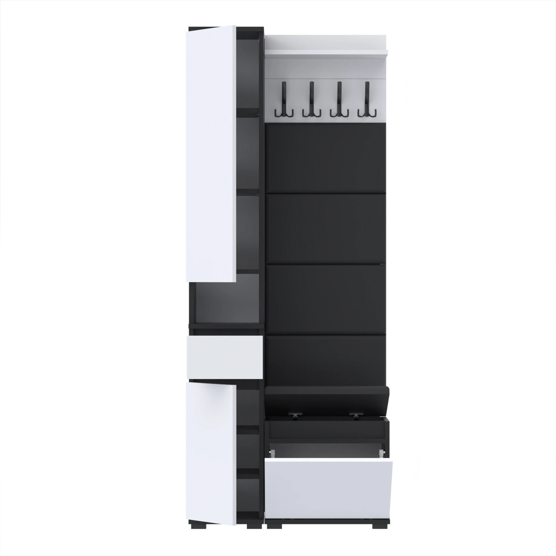 Garderoba B2 80x36cm SUPRA-ONE30 VB50 WP50 4 Panele D1 N1 CZARNY DRZWI-BIALY FRONT-BIALY