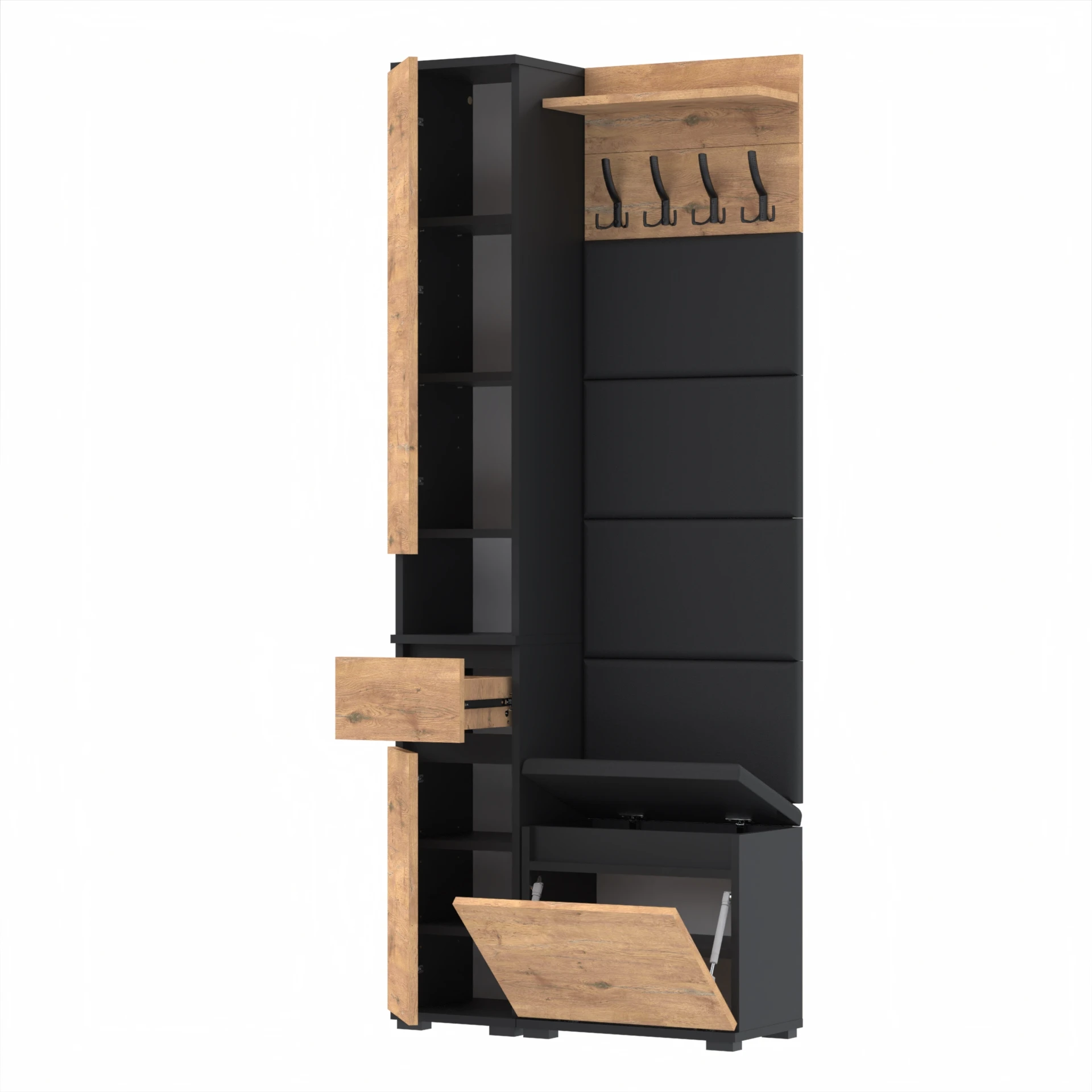 Garderoba B2 80x30cm SUPRA-ONE30 VB50 WP50 4 Panele D1 N1 CZARNY DRZWI-LANCELOT FRONT-LANCELOT