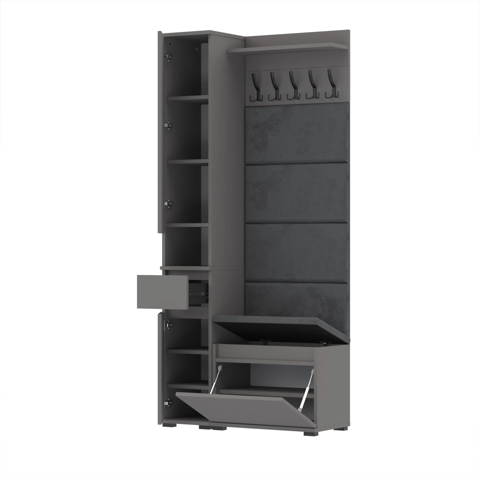 Garderoba F2 90x36cm WP60 SUPRA30 VB60 4 Panele D1 N1 ANTRACYT