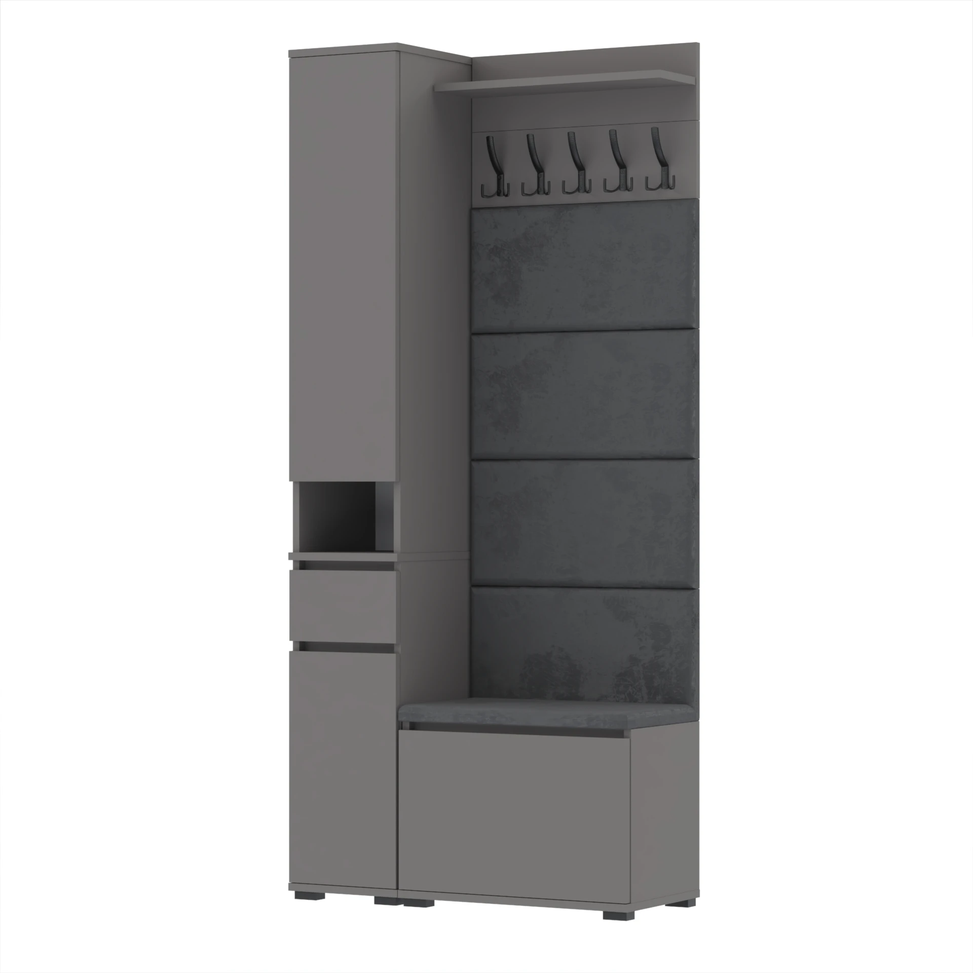 Garderoba F2 90x36cm WP60 SUPRA30 VB60 4 Panele D1 N1 ANTRACYT