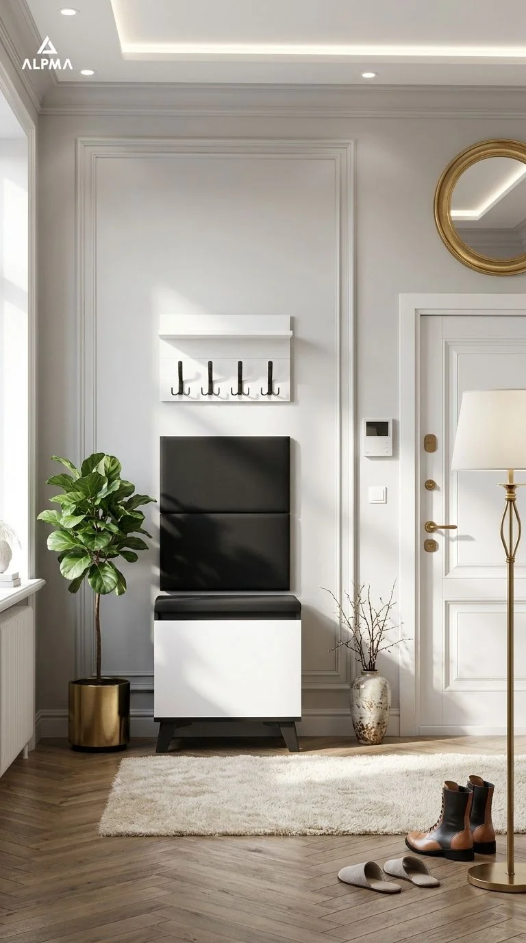 Garderoba A1 50x30cm VB50 WP50 2 Panele D1 N1 CZARNY DRZWI-BIALY Szybka wysyłka