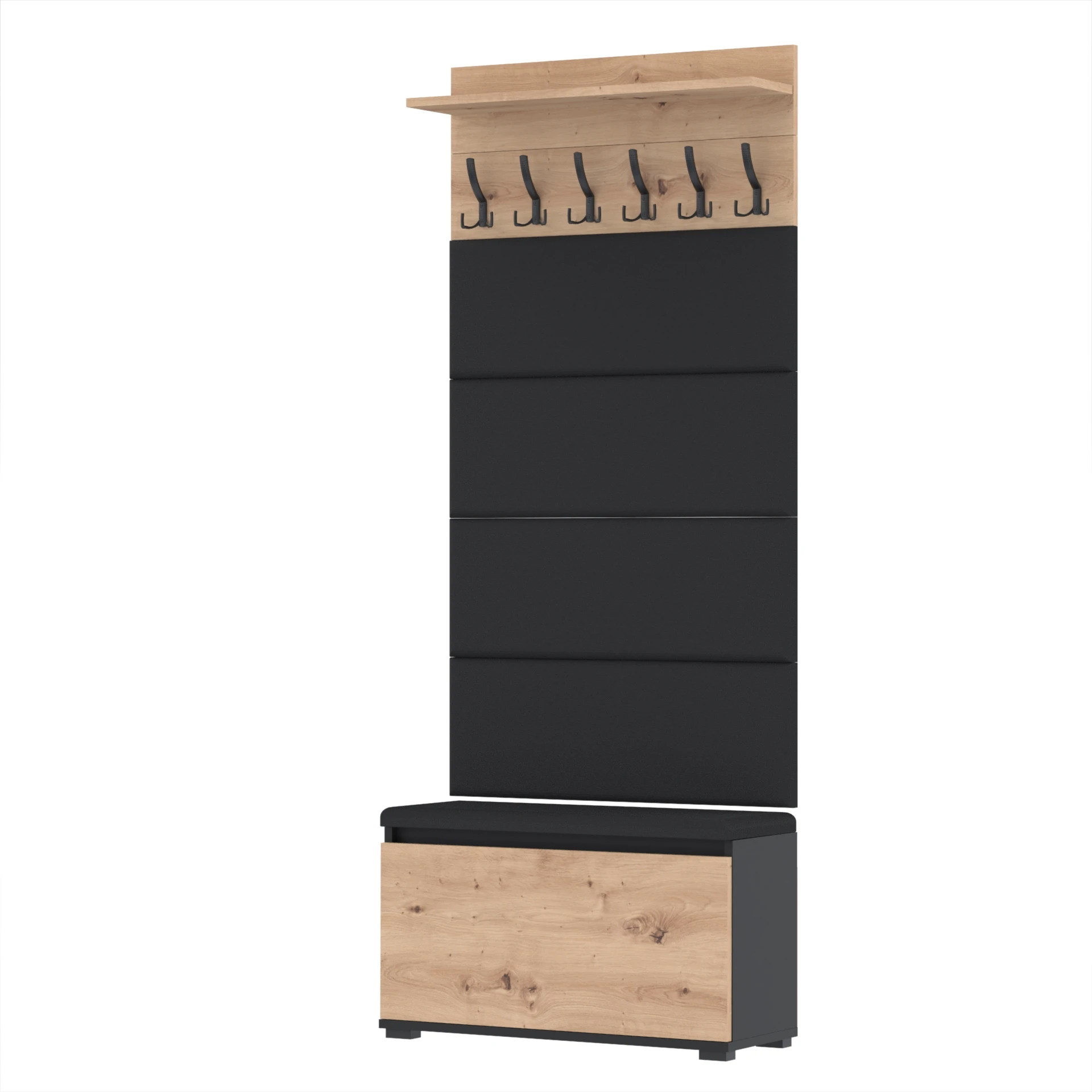 Garderoba C8 80x36cm VB80 WP80 4 Panele D1 N1 CZARNY DRZWI-ARTISAN