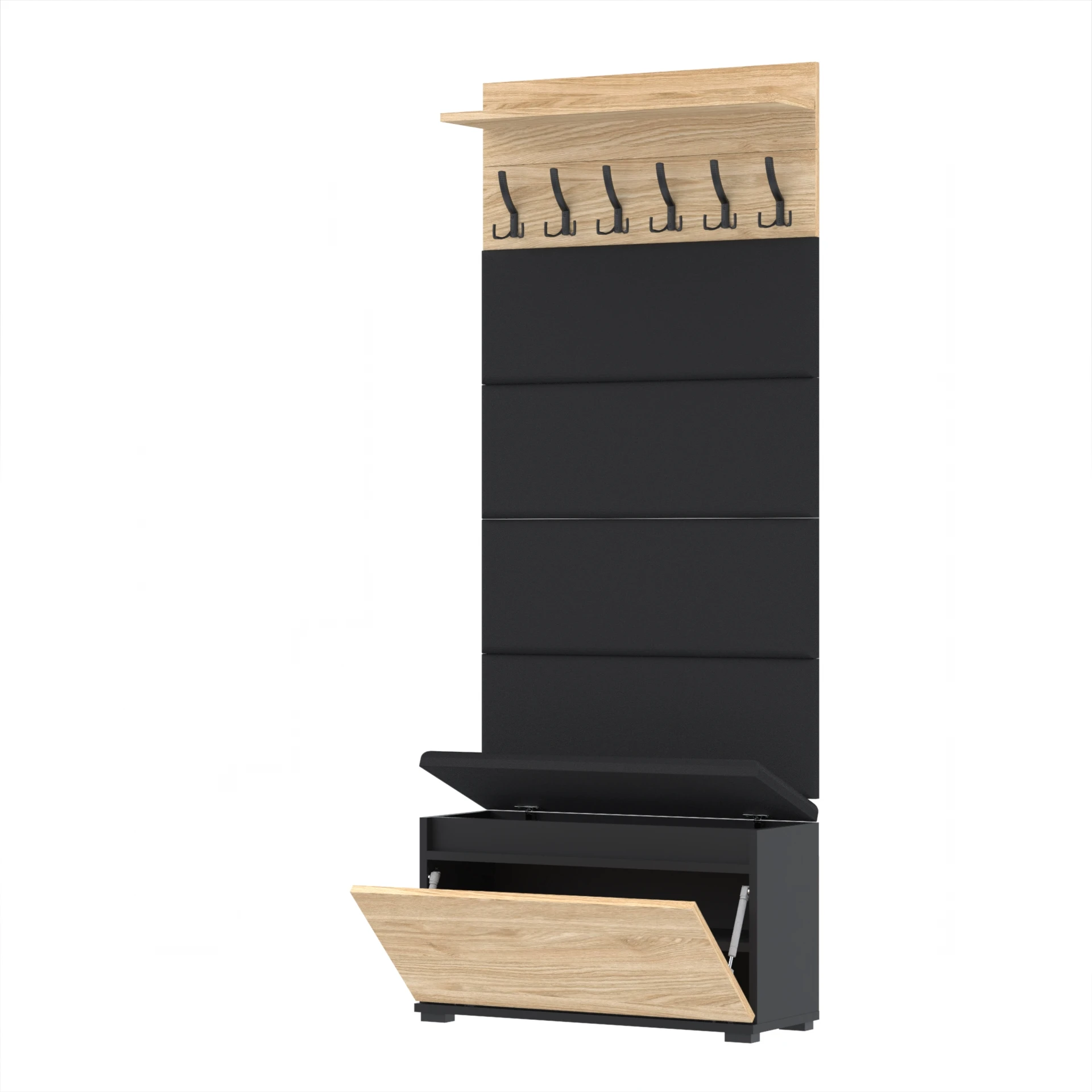 Garderoba C8 80x36cm VB80 WP80 4 Panele D1 N1 CZARNY DRZWI-OLEJOWANY
