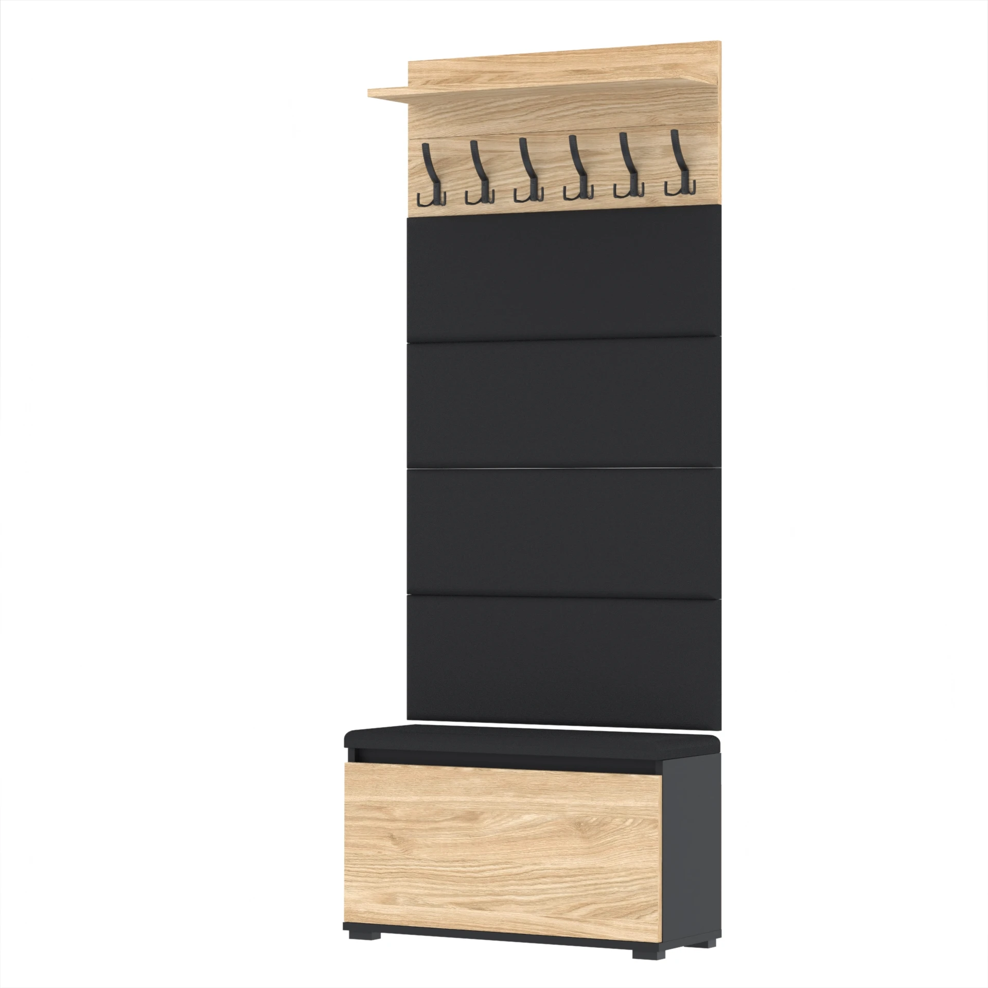 Garderoba C8 80x36cm VB80 WP80 4 Panele D1 N1 CZARNY DRZWI-OLEJOWANY